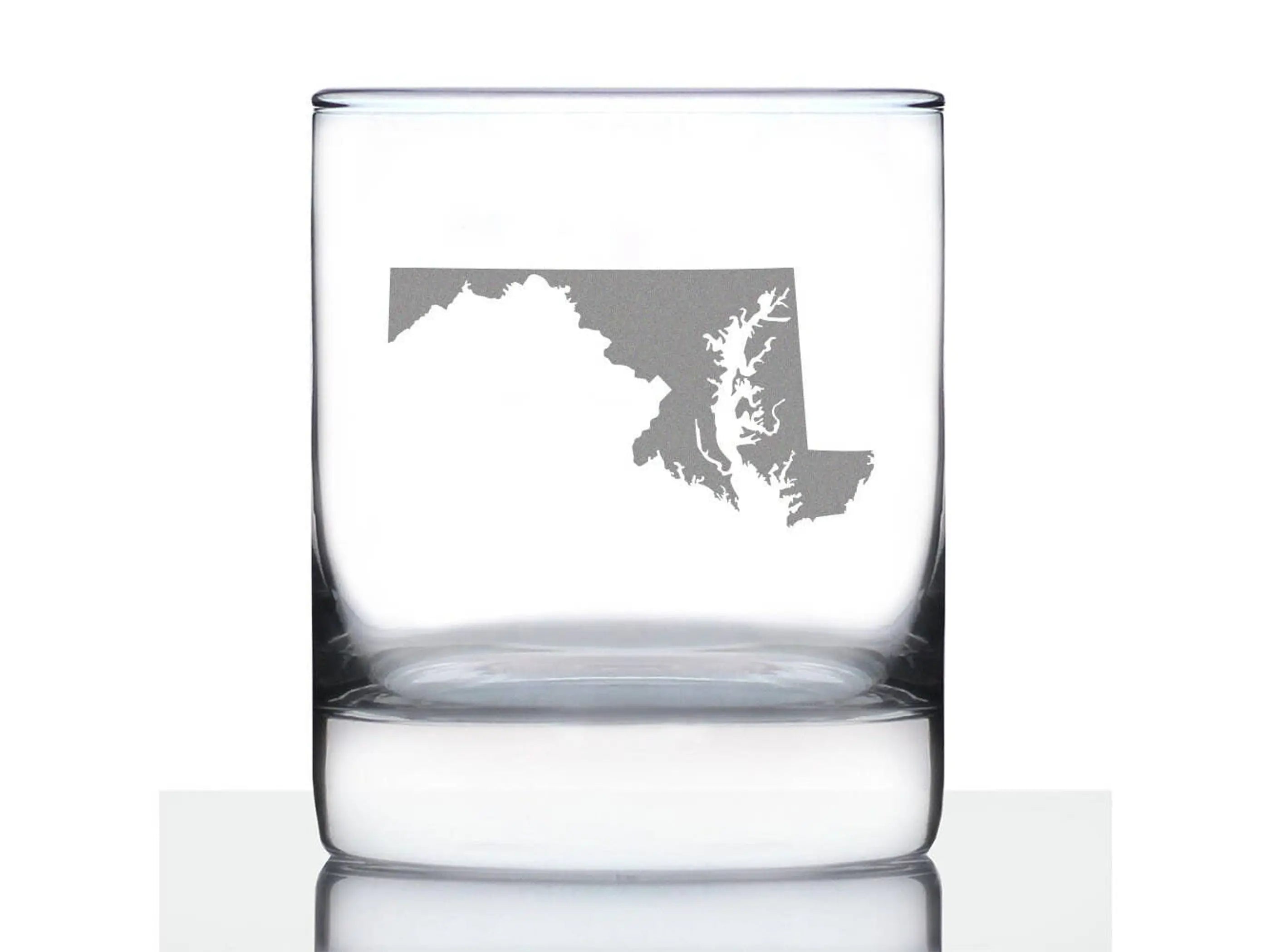 Maryland Outline Whiskey Rocks Glass - Marylanders Gifts Bevvee