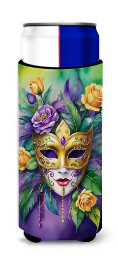 Mask Mardi Gras Hugger for Ultra Slim Cans Caroline's Treasures