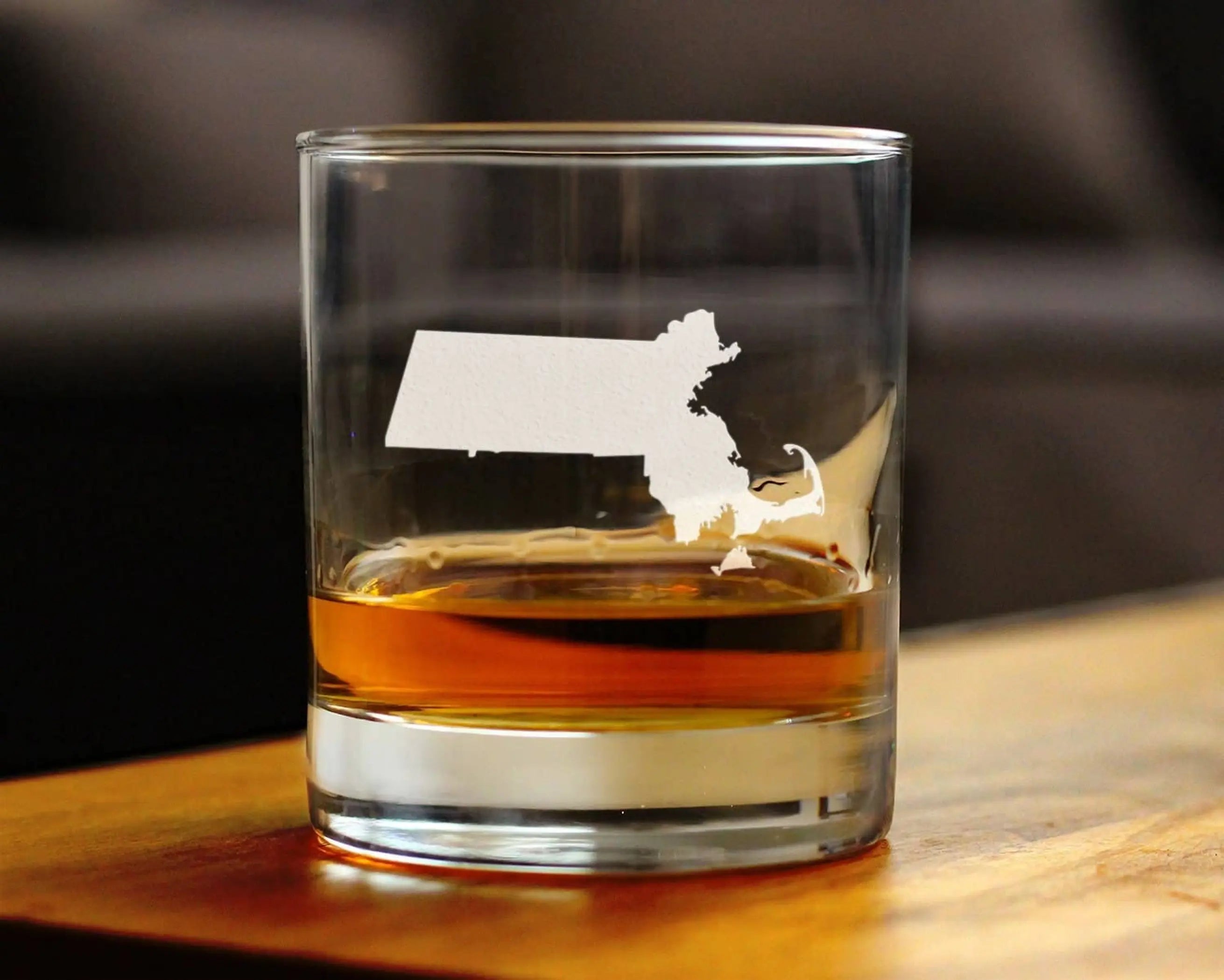 Massachusetts Whiskey Rocks Glass - Bay Staters Gifts Bevvee
