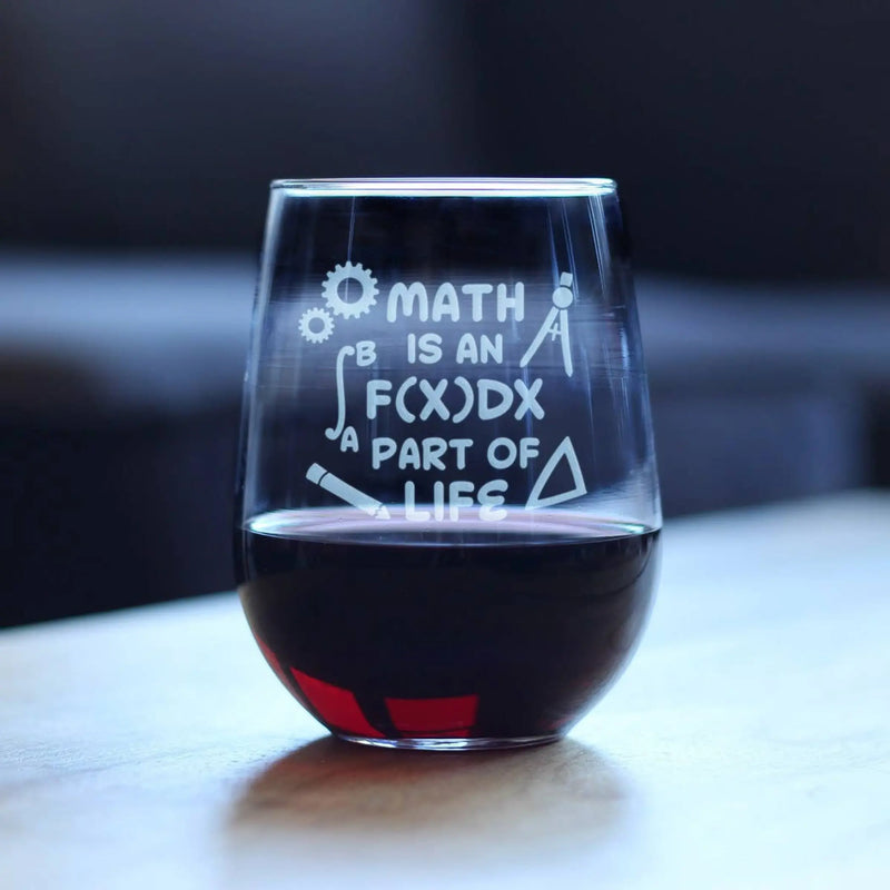 Math Integral Stemless Wine Glass - Mathematician Gifts Bevvee