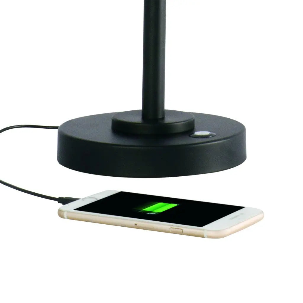 Matte Black and Antiqued Brass LED Adjustable Desk Lamp Homeroots Lighting