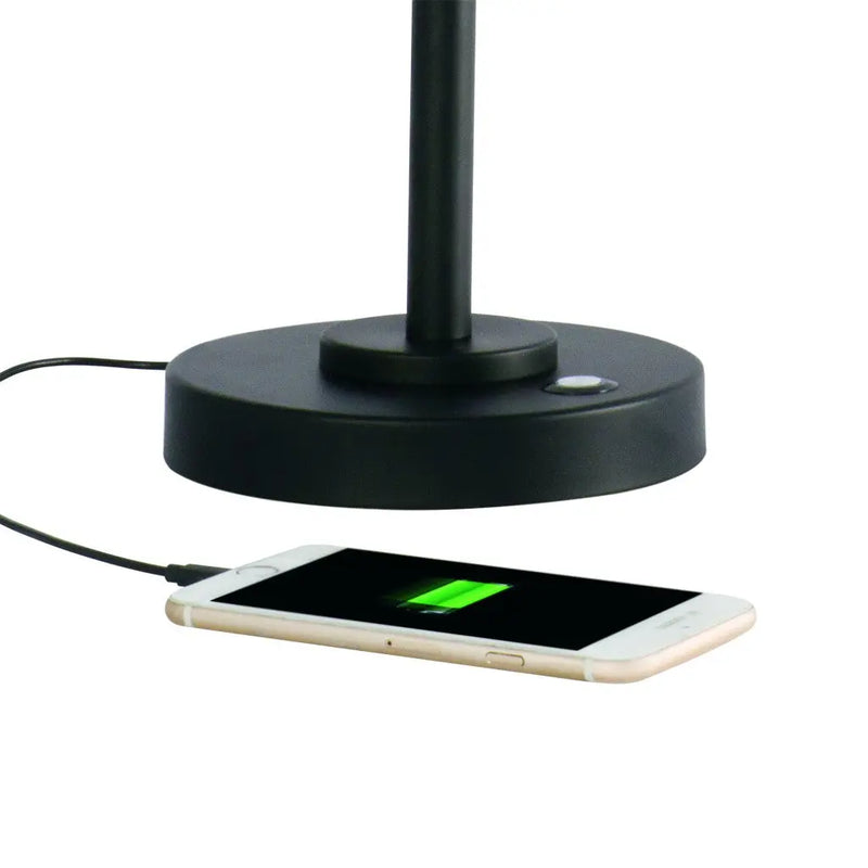 Matte Black and Antiqued Brass LED Adjustable Desk Lamp Homeroots Lighting