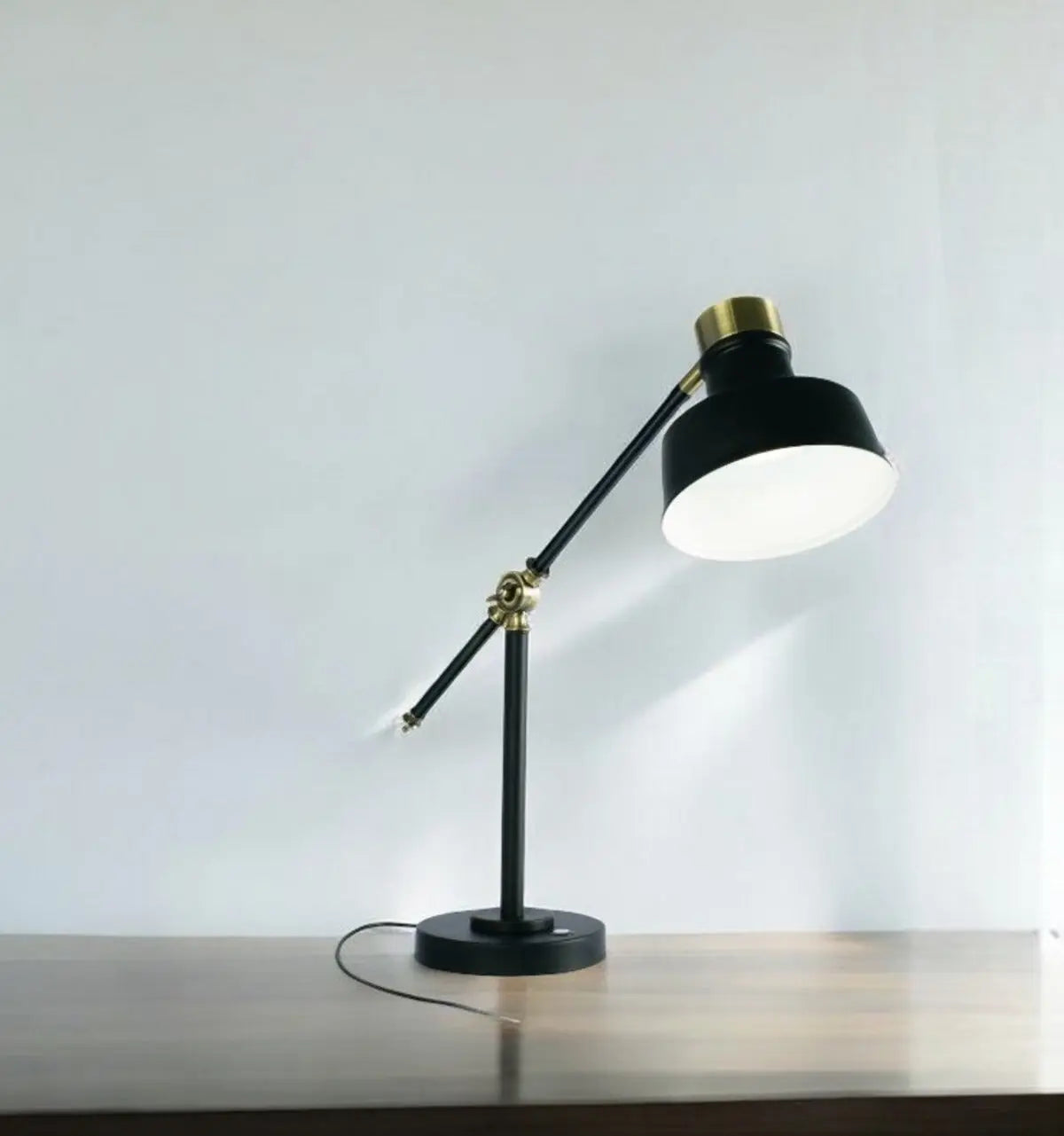 Matte Black and Antiqued Brass LED Adjustable Desk Lamp Homeroots Lighting