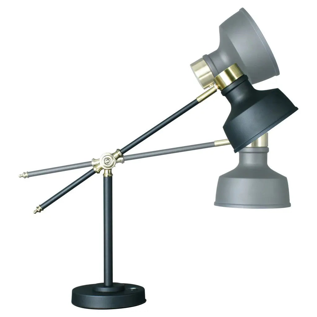 Matte Black and Antiqued Brass LED Adjustable Desk Lamp Homeroots Lighting