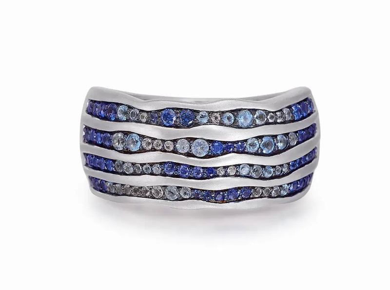 Maverick Surfer Sterling Silver Blue Sapphire & Topaz Stone Band Ring Luv My Jewelry