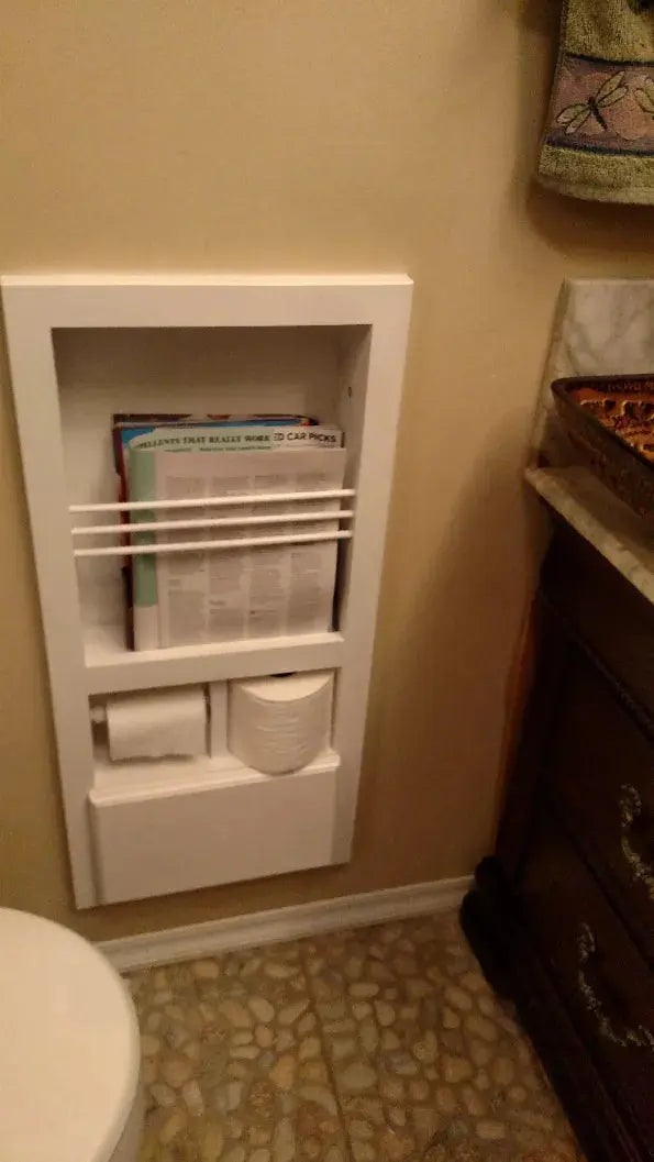 McIntosh Toilet Paper Holder Recessed Magazine Rack WG Wood Products, LLC