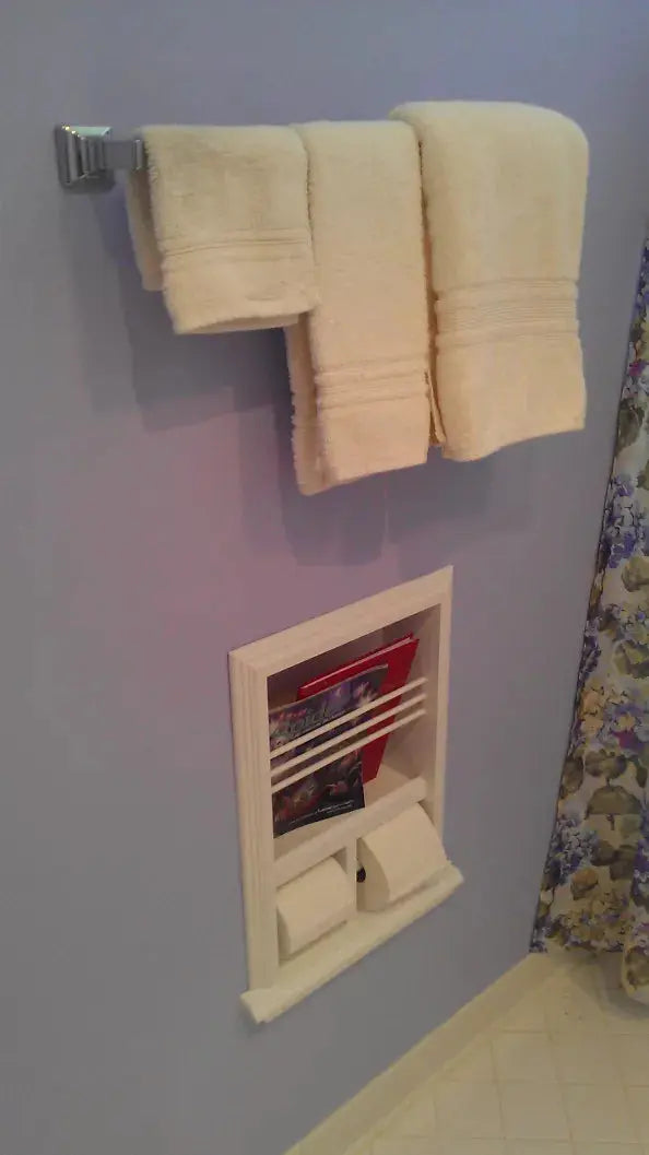 McIntosh Toilet Paper Holder Recessed Magazine Rack WG Wood Products, LLC