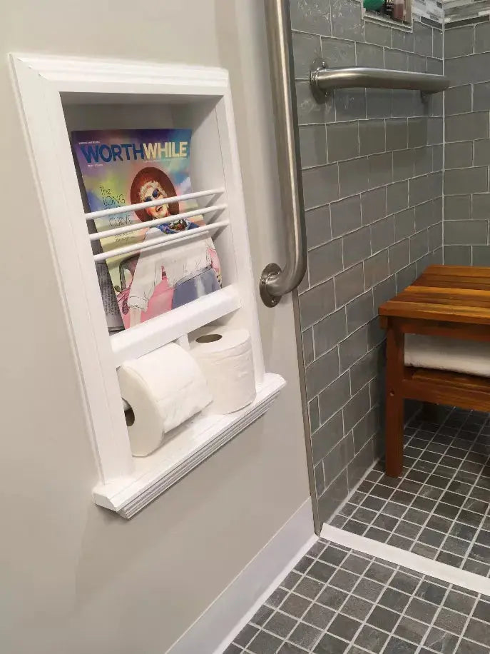 McIntosh Toilet Paper Holder Recessed Magazine Rack WG Wood Products, LLC