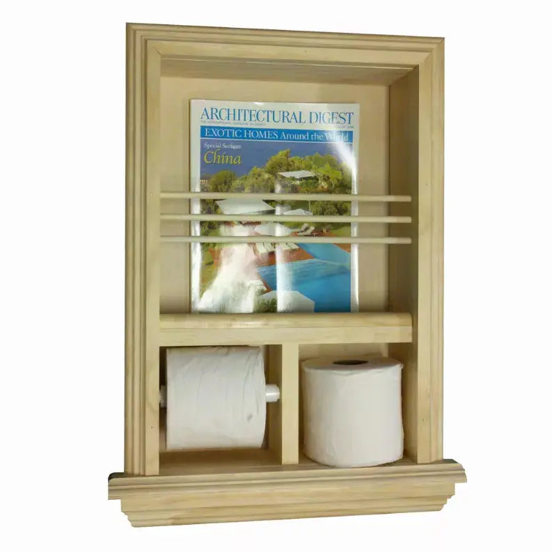 McIntosh Toilet Paper Holder Recessed Magazine Rack WG Wood Products, LLC