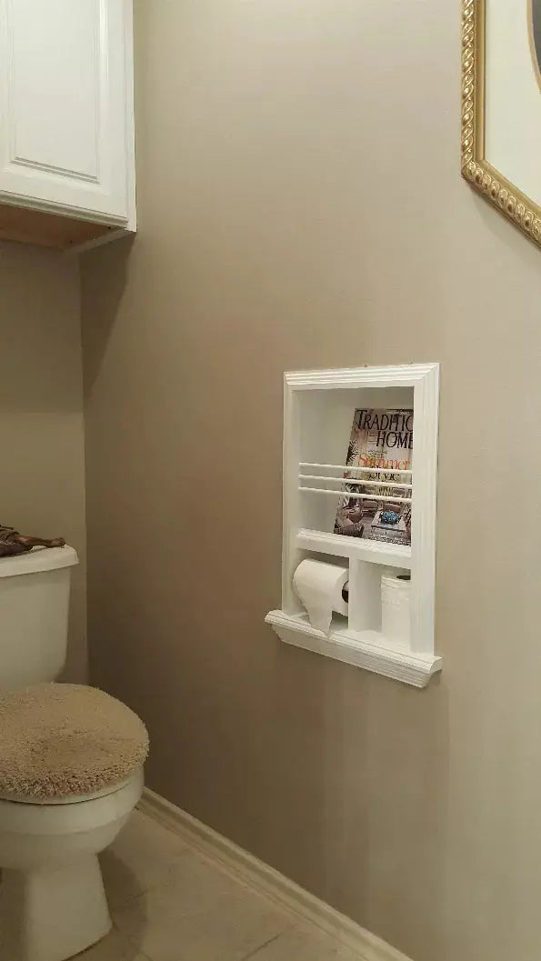 McIntosh Toilet Paper Holder Recessed Magazine Rack WG Wood Products, LLC