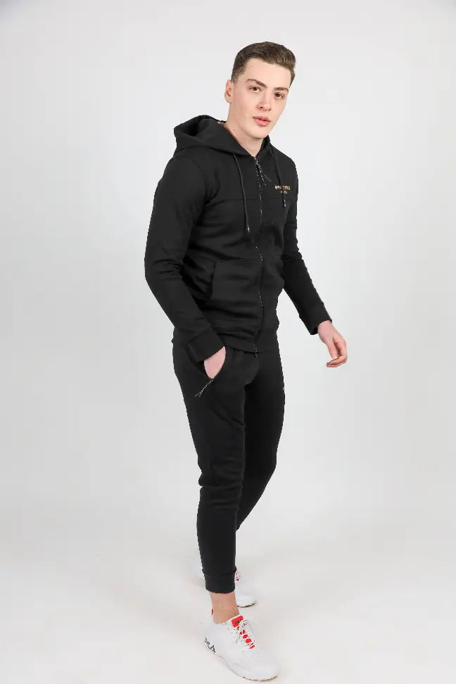 Men Black Sweat Suit Opposite Sense