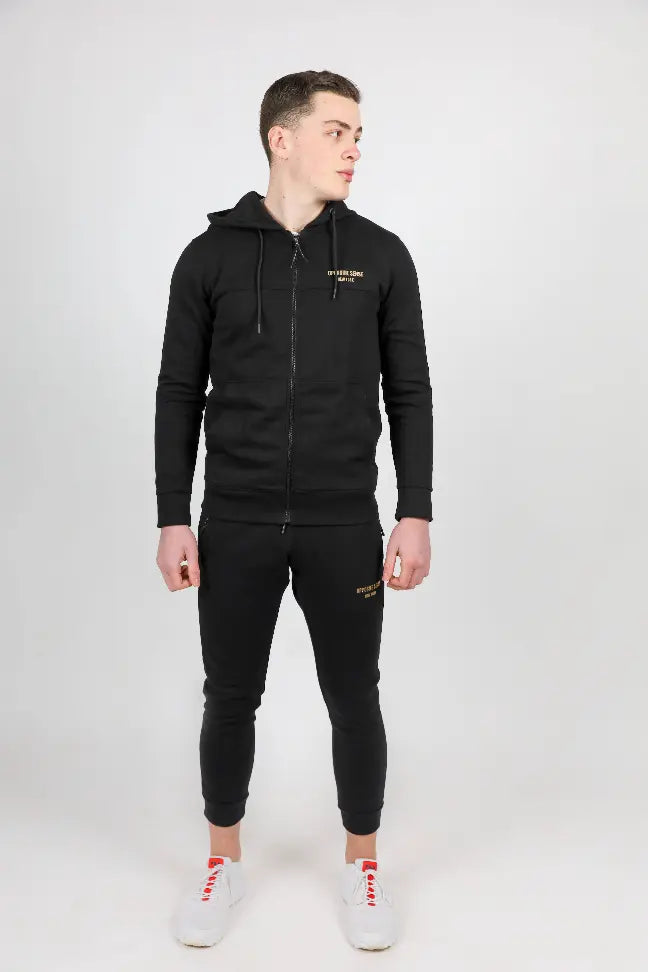 Men Black Sweat Suit Opposite Sense