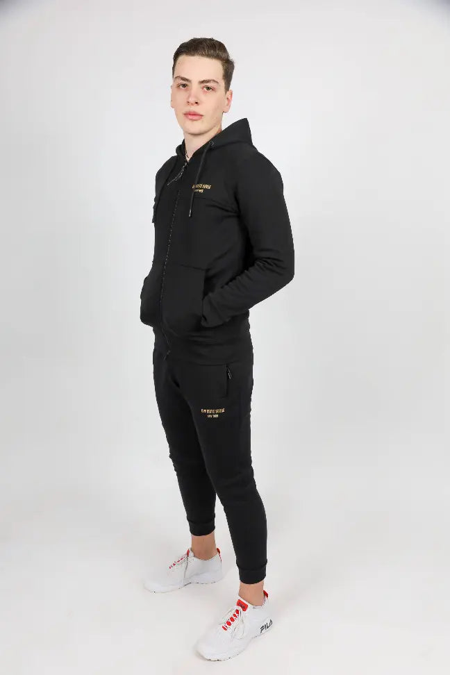 Men Black Sweat Suit Opposite Sense