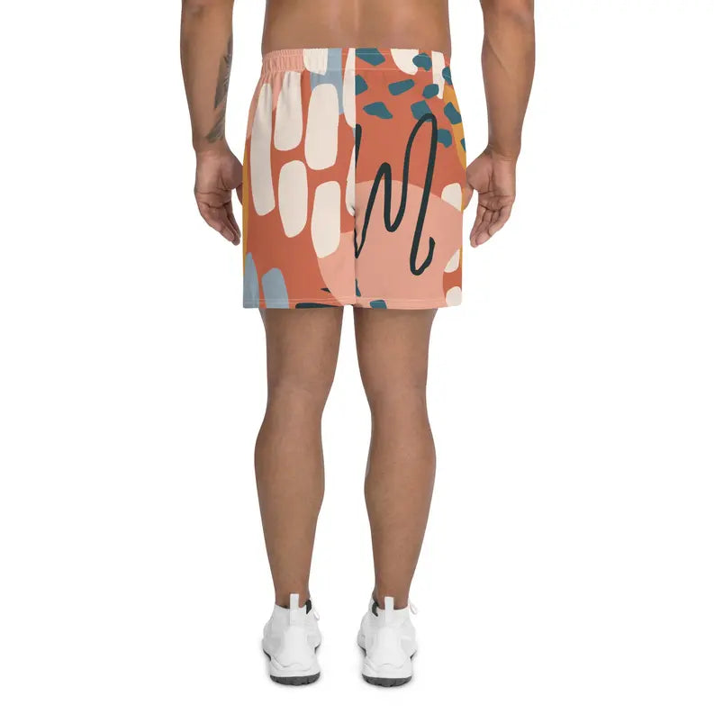Men's Brown Abstract Print Multicolored Athletic Shorts Adirelounge