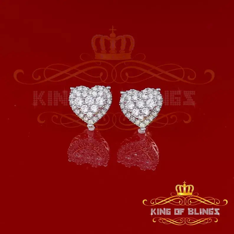 Men's Hip Hop Iced Cluster Yellow Sterling Silver Screw Back heart Stud Earrings King Of Bling