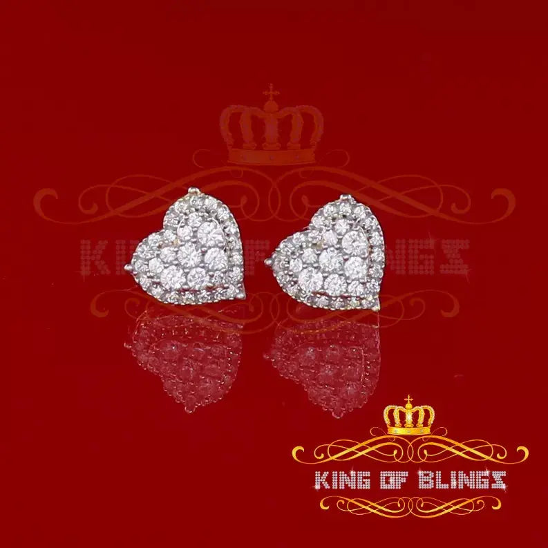 Men's Hip Hop Iced Cluster Yellow Sterling Silver Screw Back heart Stud Earrings King Of Bling