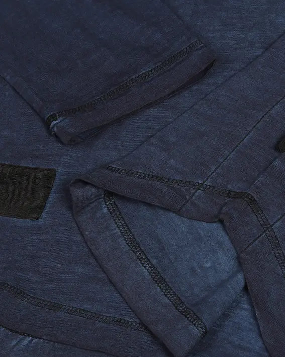 Men's Long Sleeve Crew Neck Vintage Wash T-Shirt with Curved Bottom Hem Zimego Apparel