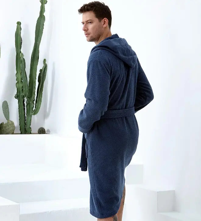 Men's Luxury Turkish Cotton Terry Cloth Robe with Hood Seren