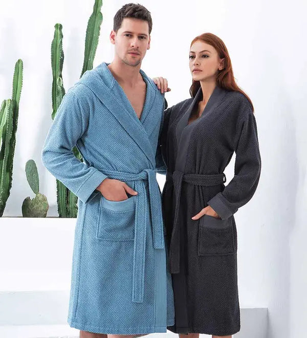 Men's Luxury Turkish Cotton Terry Cloth Robe with Hood Seren