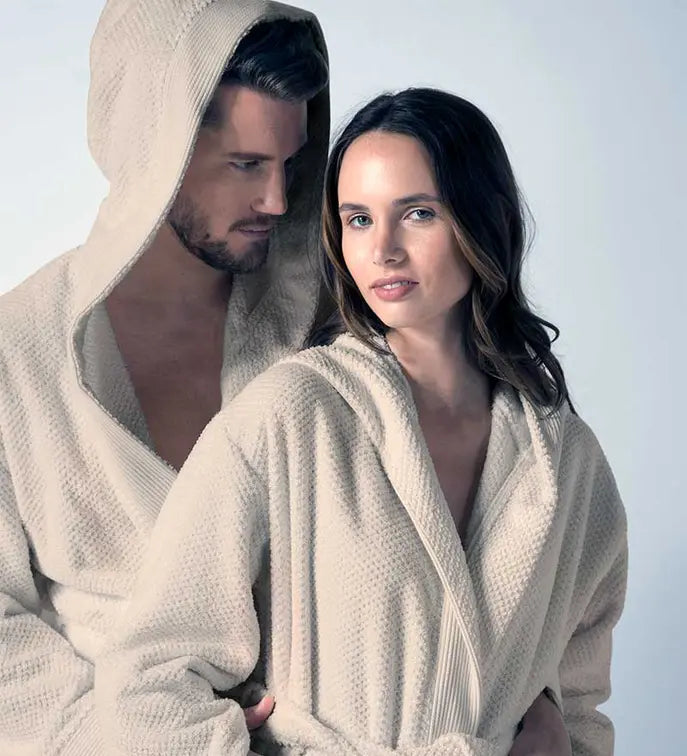 Men's Turkish Cotton Hooded Terry Bathrobe Seren
