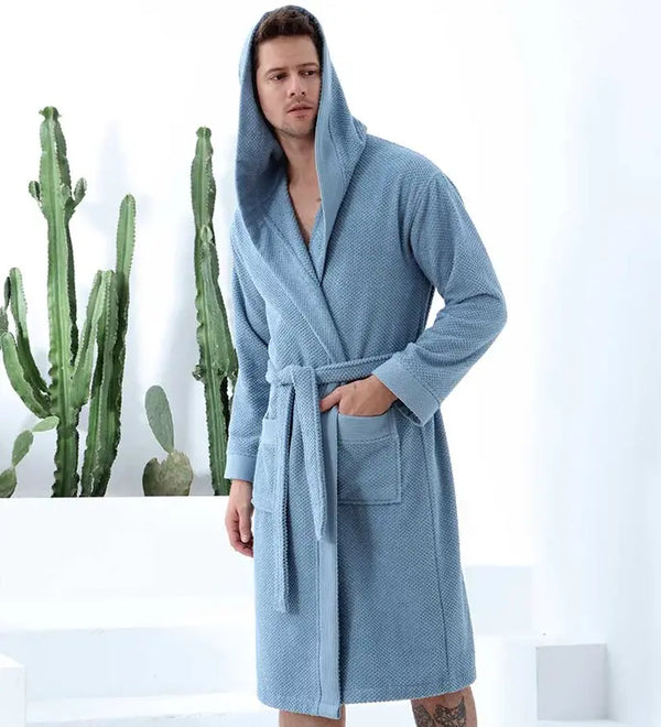 Men's Turkish Cotton Hooded Terry Bathrobe Seren