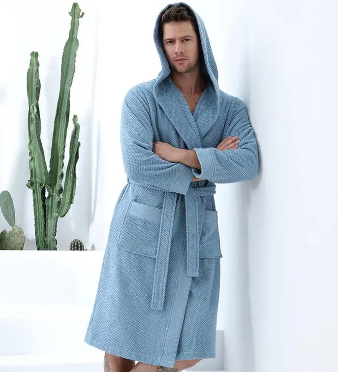 Men's Turkish Cotton Hooded Terry Bathrobe Seren