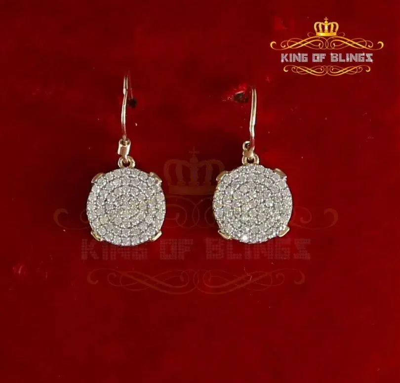 Men's White Gold Hip Hop Iced Round Dangling 925 Sterling Silver Earrings King Of Bling