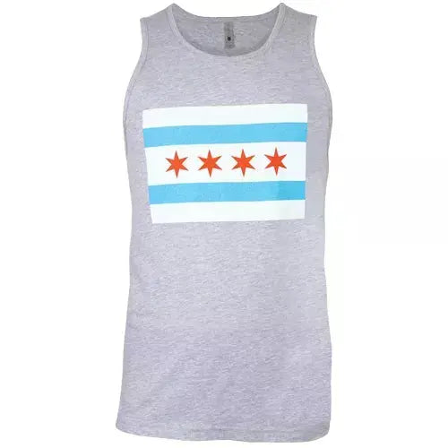 Mens Tank Top Grey - Chicago Flag Fox Outdoor
