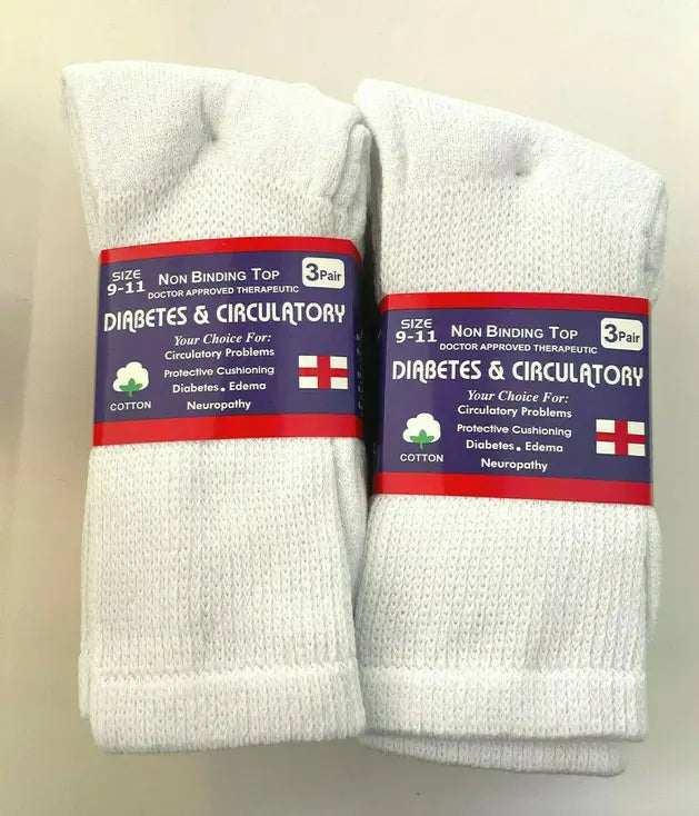Mens Women Non Binding Cotton Circulation Diabetic Crew White Socks Physician Approved Hashir Products