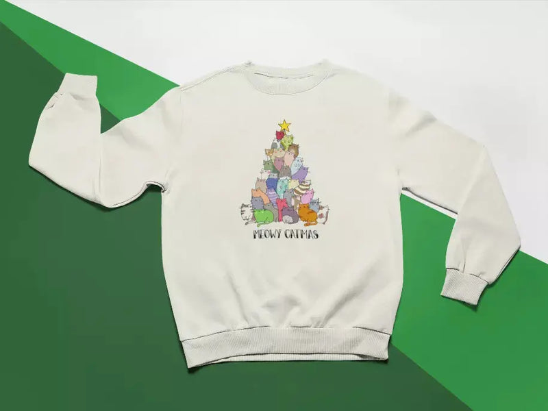 Meowy Catmas Sweatshirt Black Cat Bazaar