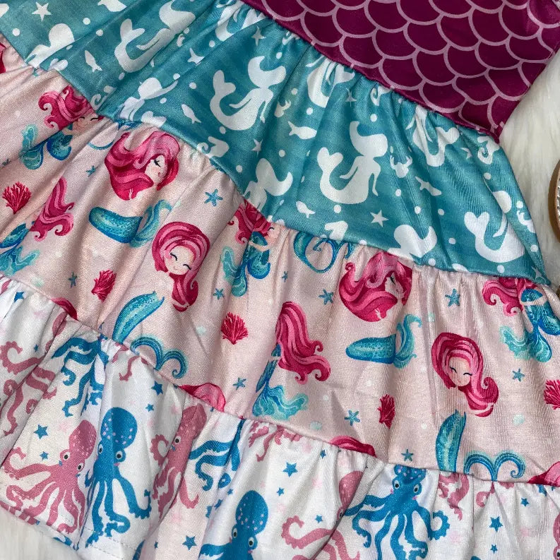 Mermaid Print Flutter Sleeve Dress Stella Bean Clothing