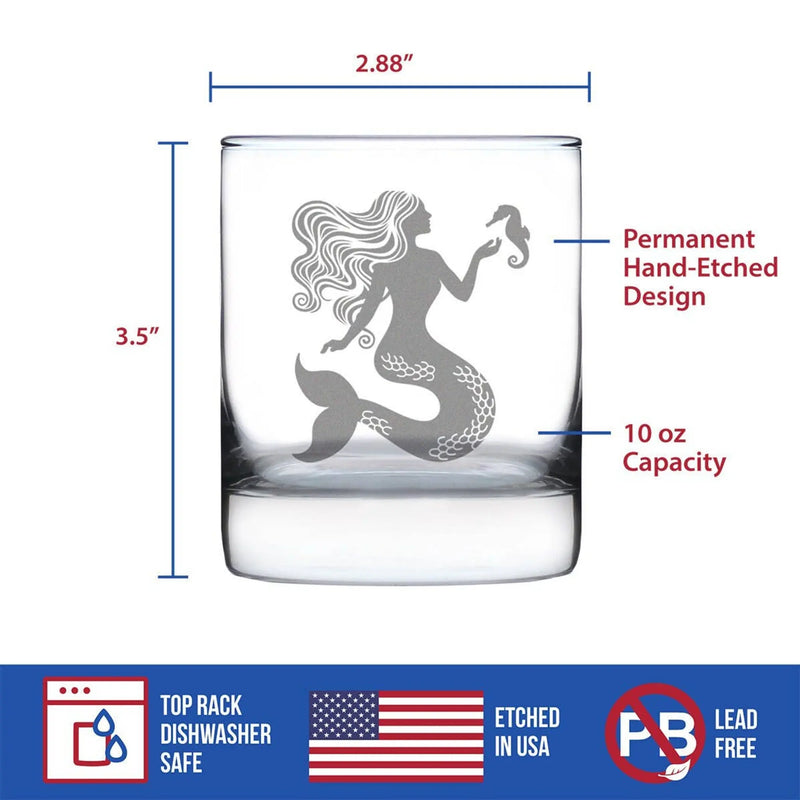 Mermaid Whiskey Rocks Glass - Beach Gifts and Decor Bevvee