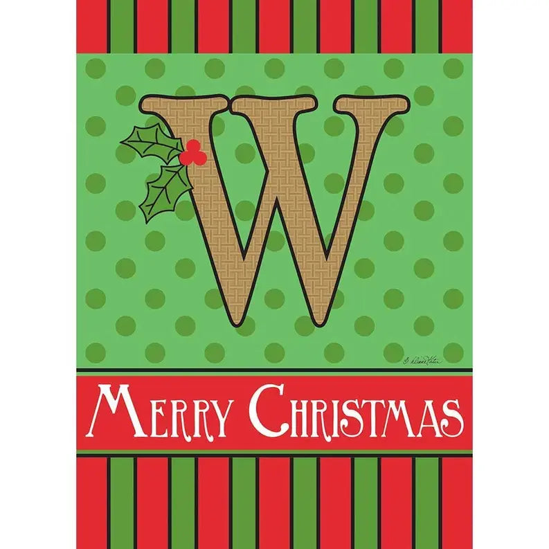 Merry Christmas Monogram Burlap Garden Flag Dicksons Inc