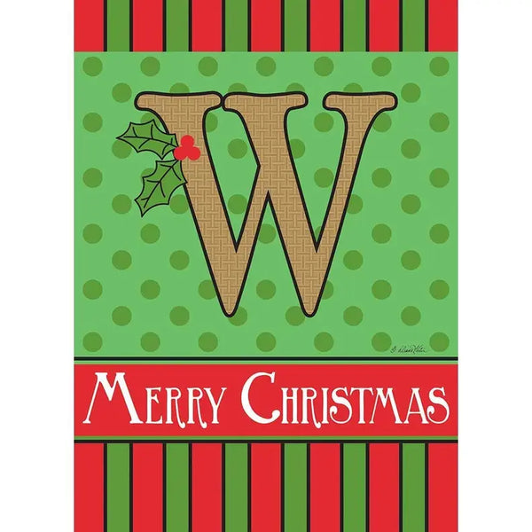 Merry Christmas Monogram Burlap Garden Flag Dicksons Inc
