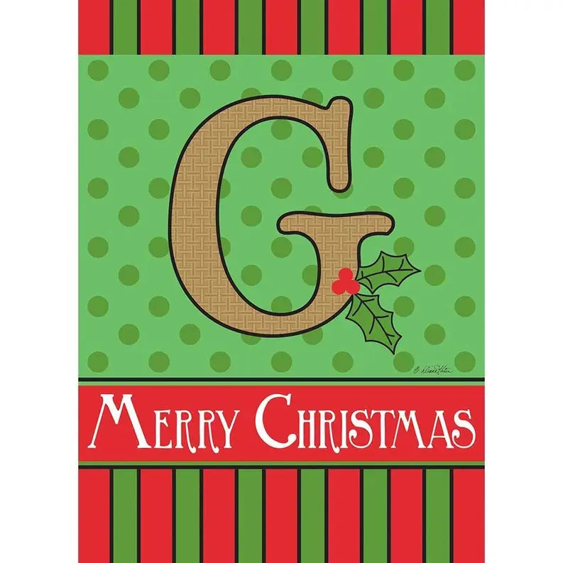 Merry Christmas Monogram Burlap Garden Flag Dicksons Inc