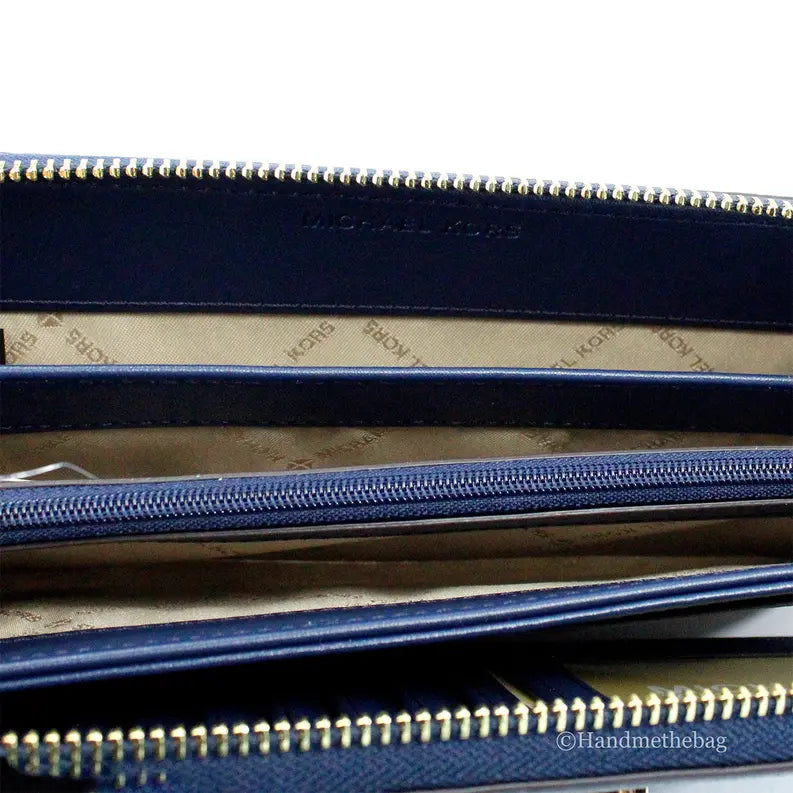 Michael Kors Jet Set Travel Large Navy Continental Wallet JV Deals