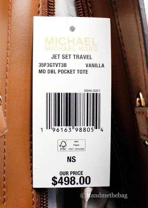 Michael Kors Jet Set Vanilla PVC Double Pocket Tote JV Deals