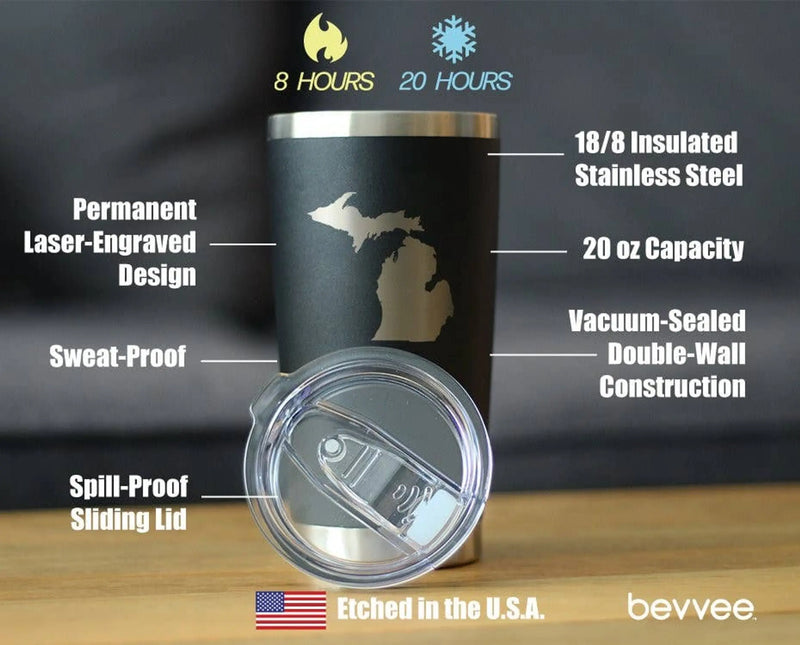 Michigan Insulated Travel Tumbler - Michiganders Gifts Bevvee