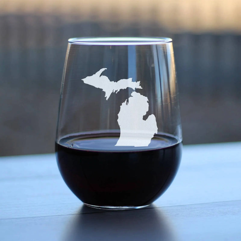 Michigan Outline Stemless Wine Glass - Michiganders Gifts Bevvee