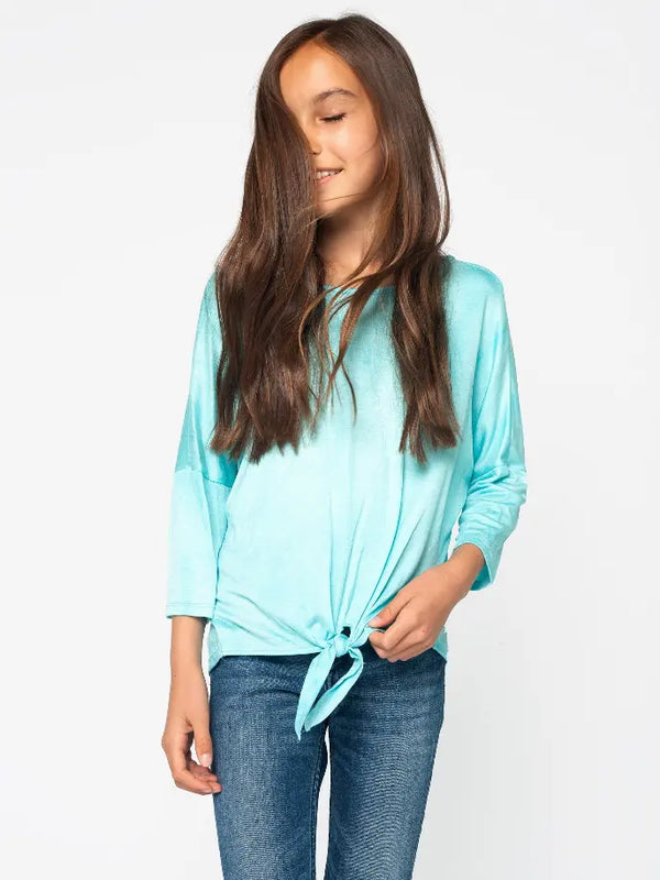 Mineral Wash Tie Front Top With Criss Cross Back Little Mass
