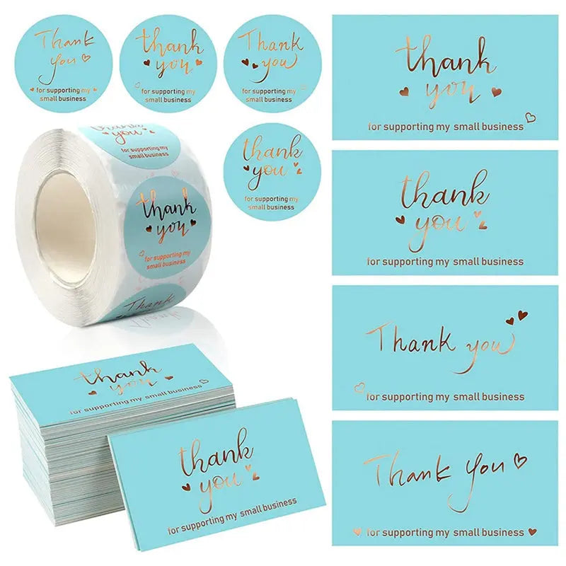 Mini Gold Embossed Thank you Card Valentine Happy Birthday Christmas Party Wedding Invitation Letter Greeting Cards