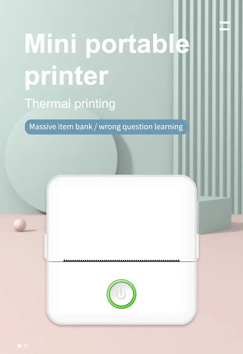 Mini HD Portable Label Thermal Printer Endurance Bluetooth Printer for Student Error Title Note Wrong Pocket Inkless Printing GreatEagleInc