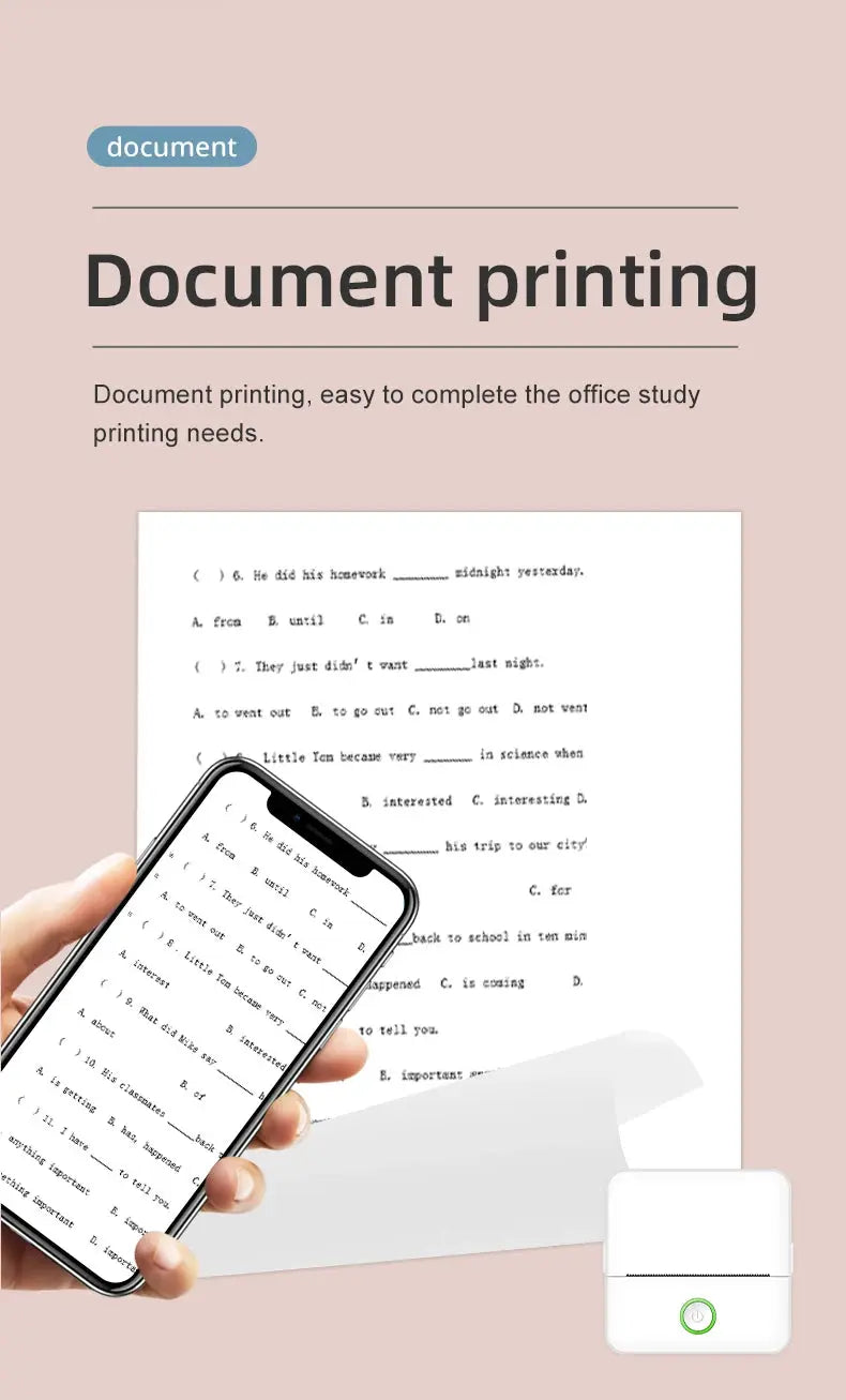 Mini HD Portable Label Thermal Printer Endurance Bluetooth Printer for Student Error Title Note Wrong Pocket Inkless Printing GreatEagleInc