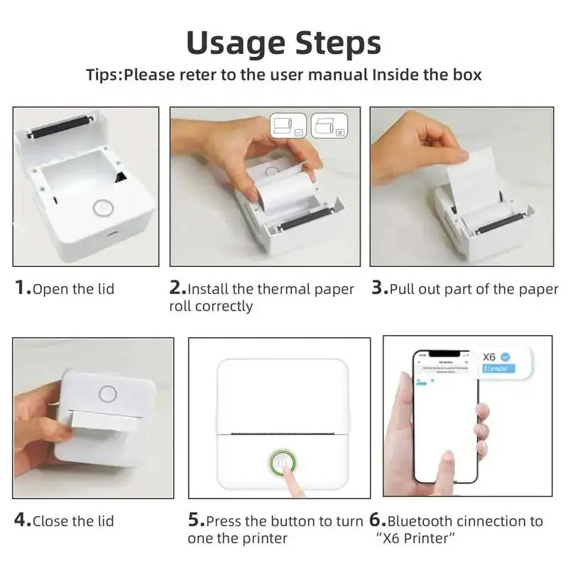 Mini HD Portable Label Thermal Printer Endurance Bluetooth Printer for Student Error Title Note Wrong Pocket Inkless Printing GreatEagleInc