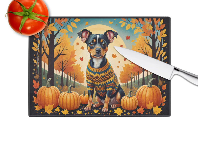 Miniature Pinscher Fall Glass Cutting Board Caroline's Treasures