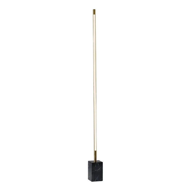 Minimalist Ambient Glow Led Floor Lamp With Dimmer In Antique Brass And Black Marble Homeroots Lighting