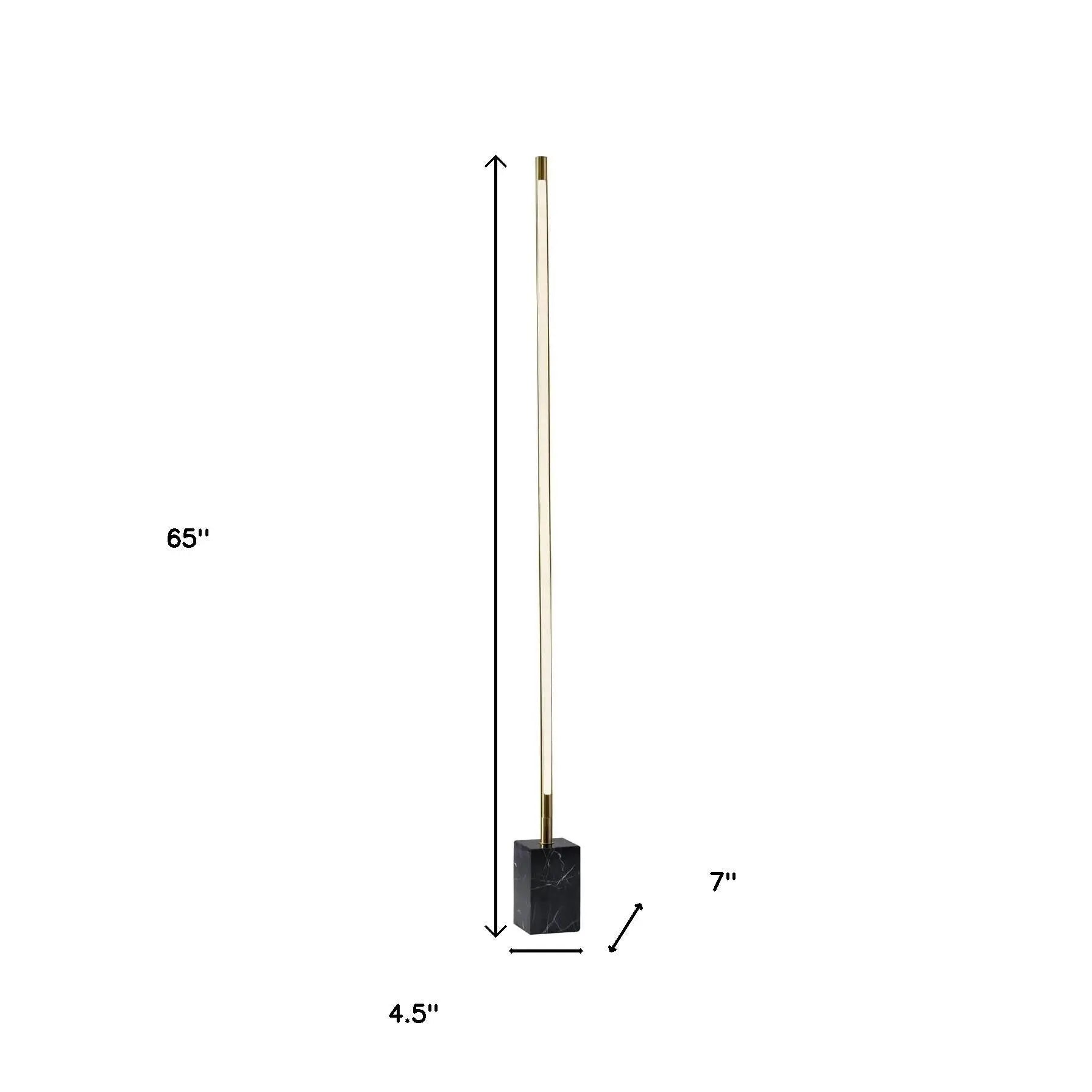 Minimalist Ambient Glow Led Floor Lamp With Dimmer In Antique Brass And Black Marble Homeroots Lighting