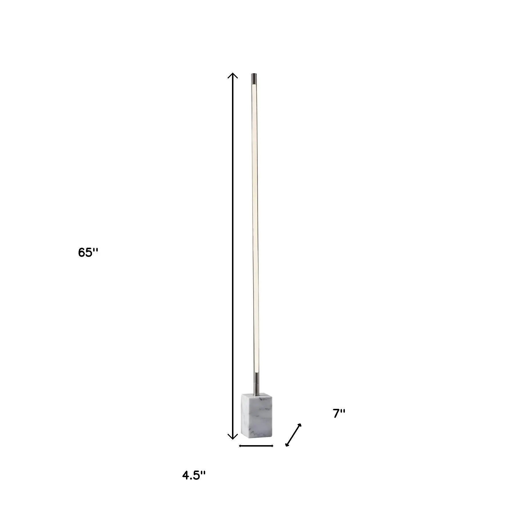 Minimalist Ambient Glow Led Floor Lamp With Dimmer In Brushed Steel And White Marble Homeroots Lighting