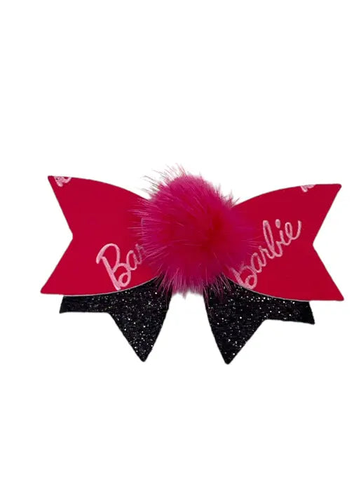 Mink Barbie Pom Bow- Dog Hair Barrette Bark Fifth Avenue
