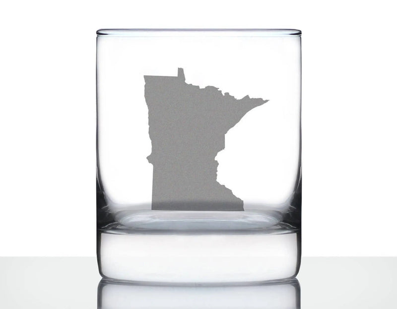 Minnesota Outline Whiskey Rocks Glass - Minnesotans Gifts Bevvee